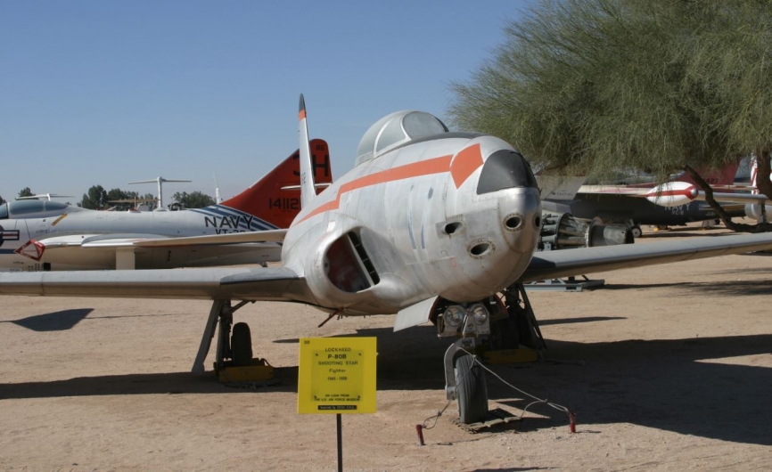 P-80B “Shooting Star” de Lockheed: sus prematuros diseños se remontan a 1943 y sería el primer reactor de la Fuerza Aérea de los Estados Unidos. (Antonio Ros Pau, copyright defensa.com)