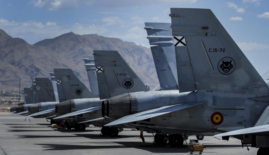 F-18 del Ejército del Aire en la pista de Nellis el pasado 17 de agosto (USAF)