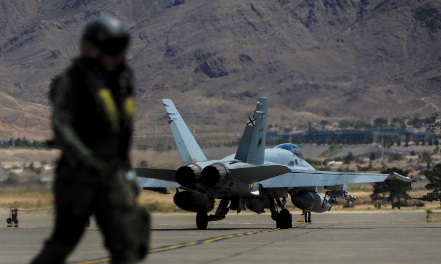 Un F-18 español listo para despegar en Nellis (USAF)