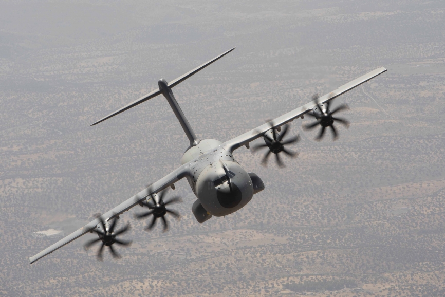 Vista frontal del nuevo A400M, que usará el Ejército del Aire. (Airbus DS)