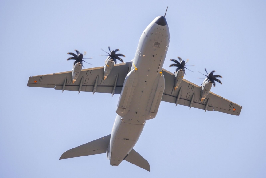 Vista del nuevo A400M, que este mes se entregará al Ejército del Aire. (JA Almarza).