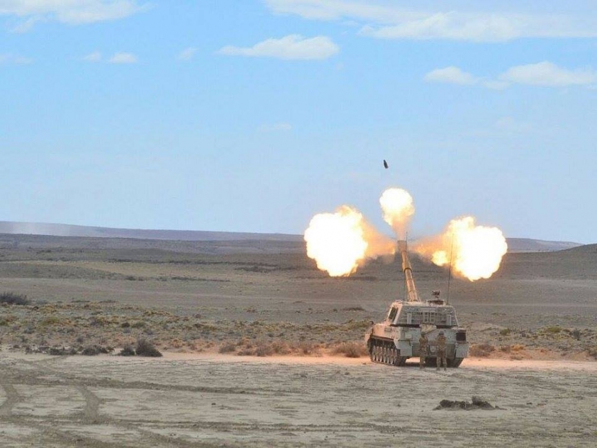 Disparo de VCA en el desierto patagonico, durante las pruebas de recepcion