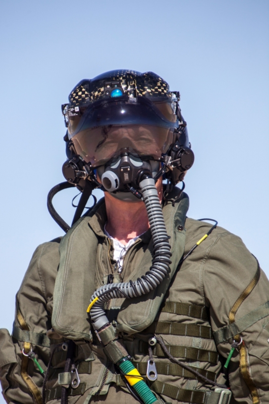 El casco de última generación que utilizan los pilotos del F-35 (foto Lockheed Martin).