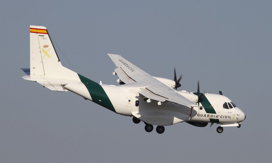 Uno de los CN235-300 del SAER, cuya actuación es incansable, tanto en España, como en misiones internacionales puestas en práctica por el FRONTEX