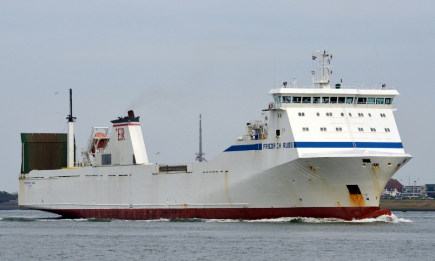 El navío mercante de tipo RO-RO “Friedrich Russ”, que llegará a Riga el día 11 con el material del ET. Foto: ShipSpotting.