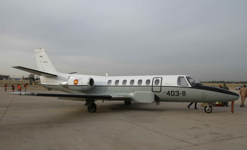 Desde la cercana Base Aérea de Getafe llegó este elegante Cessna 560 "Citation" V del 403 Escuadrón. Foto: Julio Maíz/defensa.com