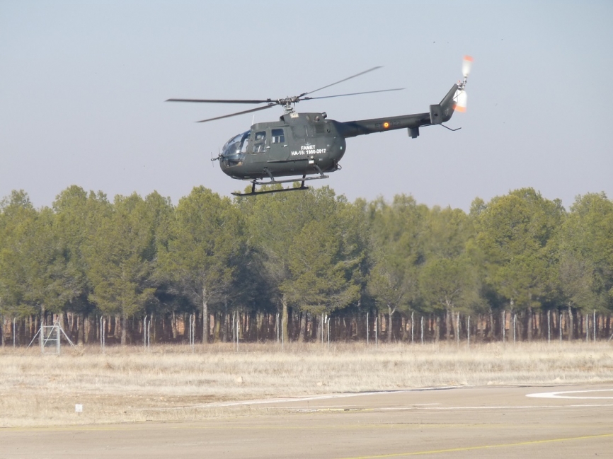Último vuelo de los Bö-105 de FAMET, tuvo lugar en la Base de Almagro (Ciudad Real) el pasado 21 de diciembre. Foto: BHELA I.