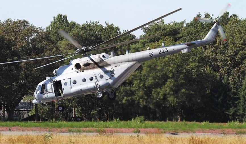 Una de las aeronaves menos frecuentes de ver, fue este helicóptero de Russian Helicopters Mil Mi-171SH de la Fuerza Aérea de Croacia.