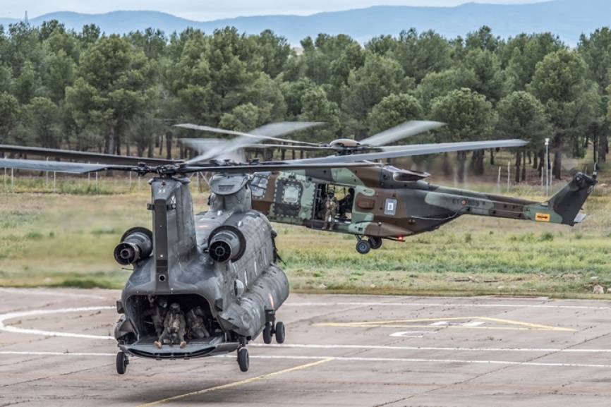 Las FAMET han desplegado sus helicópteros Chinook, Tigre, Cougar, Superpuma y Nh-90.