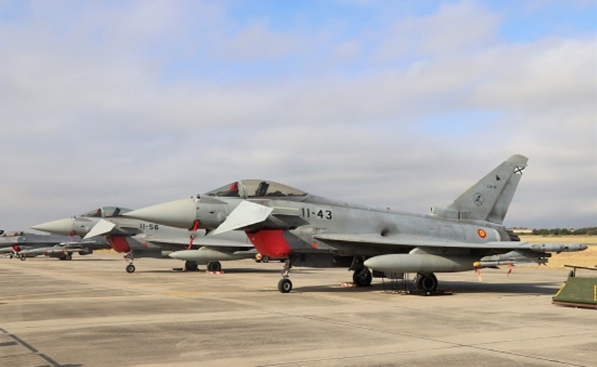 En el festival participaron los Eurofighter del Ala 11 del Ejército del Aire, tanto en la estática como en la demostración en vuelo.