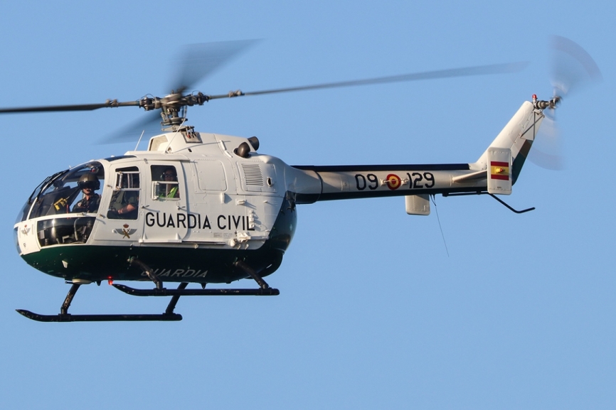 Un veterano helicóptero MBB Bö-105 de la Guardia Civil.