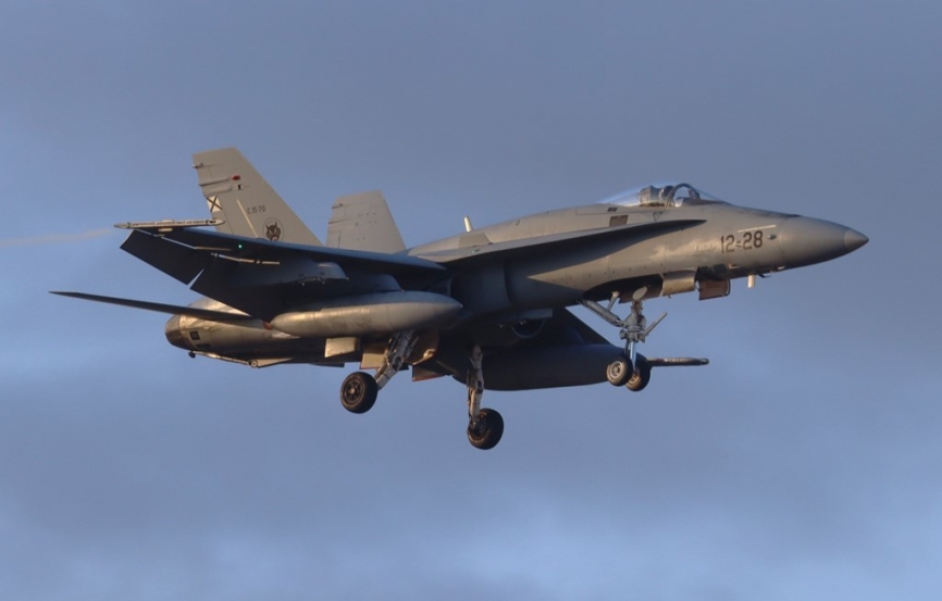 Los veteranos EF-18M del Ejército del Aire y del Espacio, en este caso del Ala 12, participaron en el bando Red.