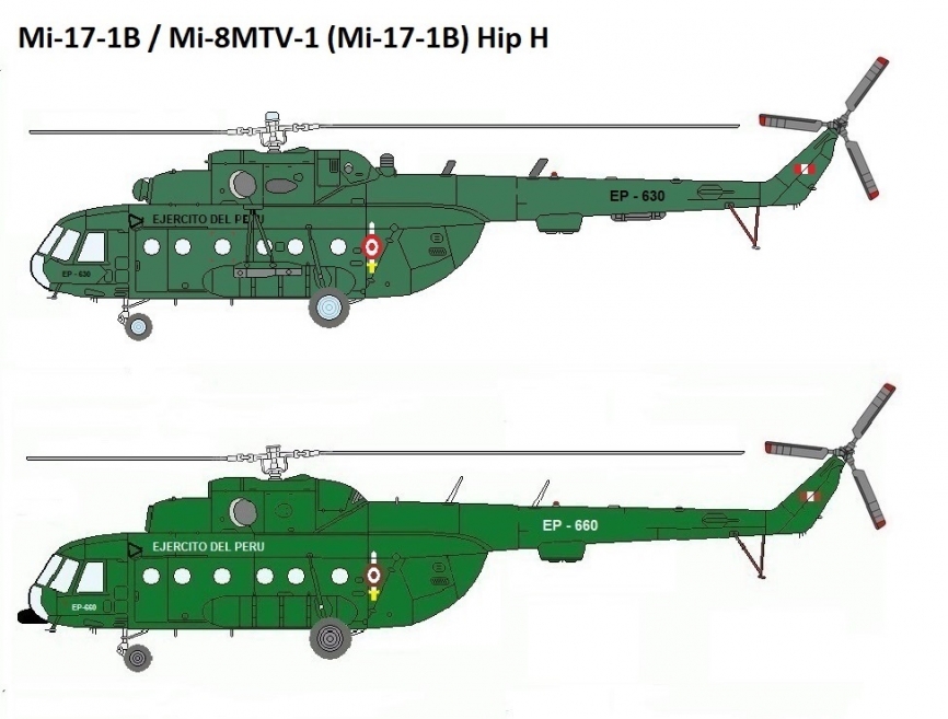 Mi-17-1B, matricula EP-630, adquirido en 1984 a Rusia. Mi-8MTV-1 (Mi-17-1B), matricula EP-660 (N° Serie 96050), adquirido en 1999. Credito: Alejo Marchessini.