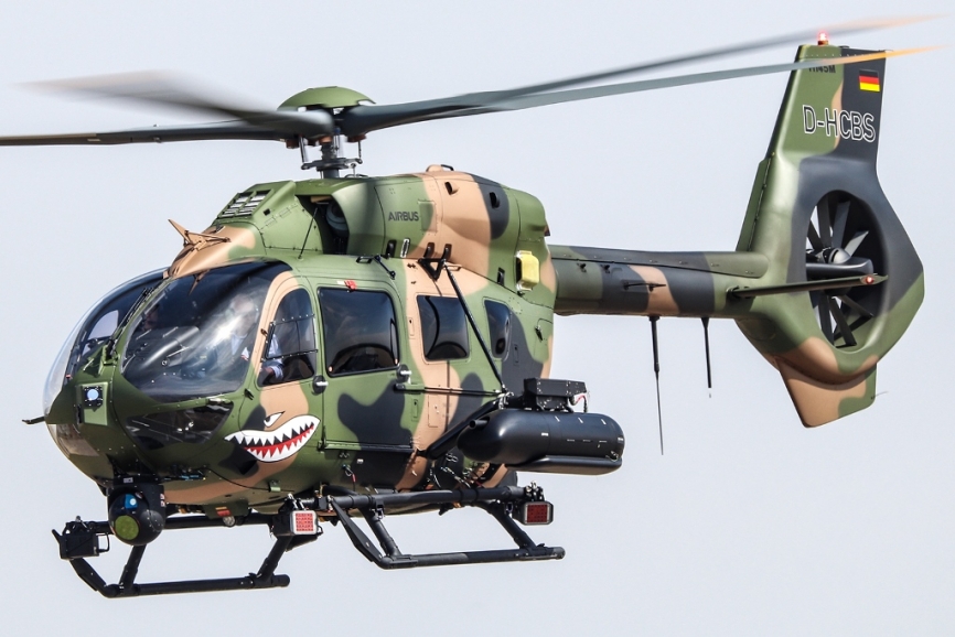 El polivalente nuevo helicóptero H145M D-3 de la firma Airbus Helicopters. (foto Rubén Galindo)