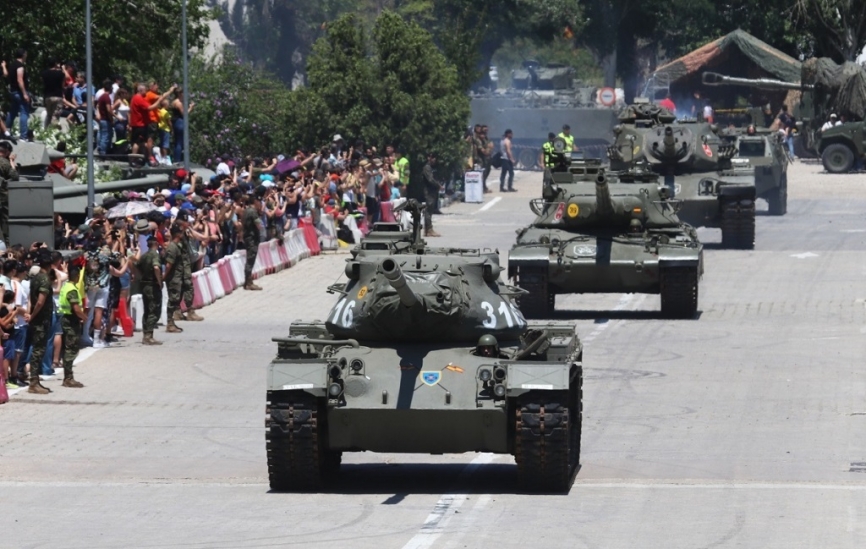 Un carro de combate M-47E1 abría el desfiles de los medios acorazados del MUMA. (Foto Julio Maíz Gutiérrez)