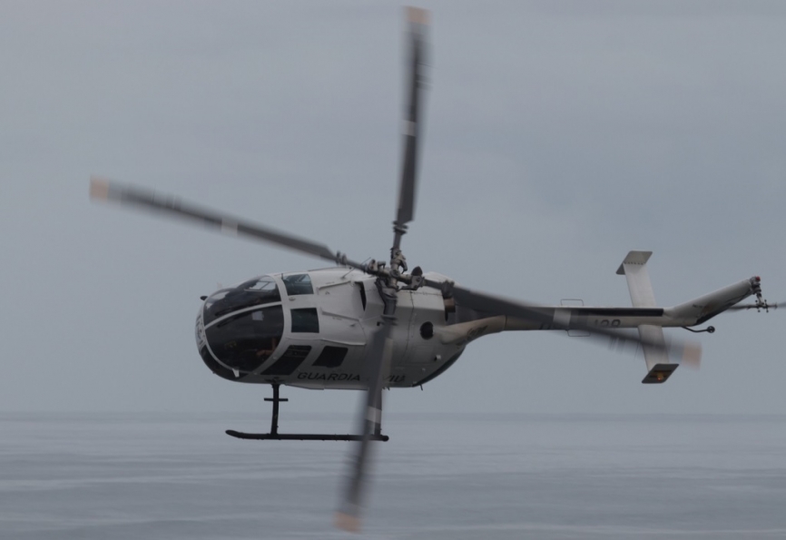 Un veterano helicóptero Bö-105 asignado al Servicio Aéreo de Asturias.