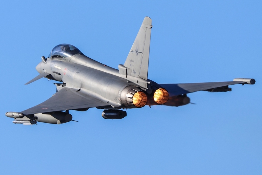 La “Aeronautica Militare italiana” participó en el TLP con varios de sus Eurofighter. (foto Rubén Galindo)