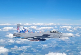 El Saab JAS-35C Gripen del 211 Taktck Letka, pintado con decoracin Tigre para participar en el prximo NTM 2024. (foto Luftwaffe)